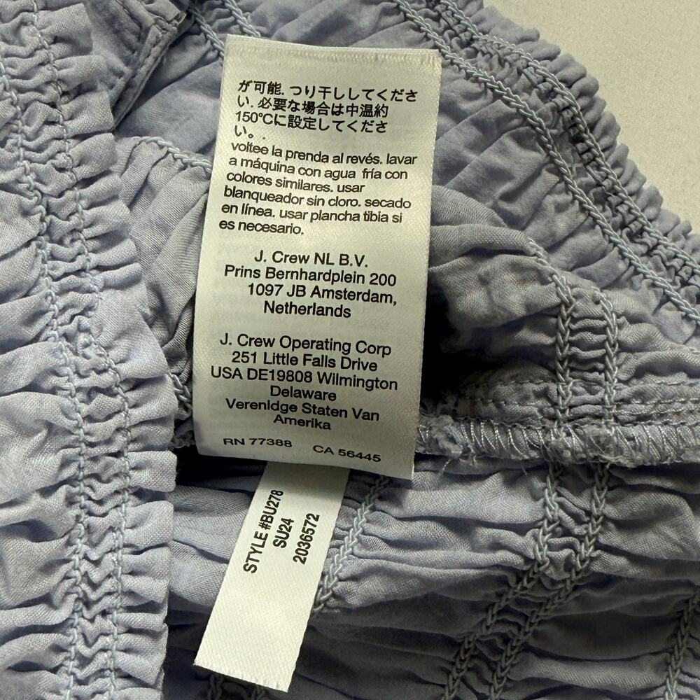 J.CREW Smocked Button Top Blouse Womens Size L blue Preppy Old Money - Picture 9 of 10